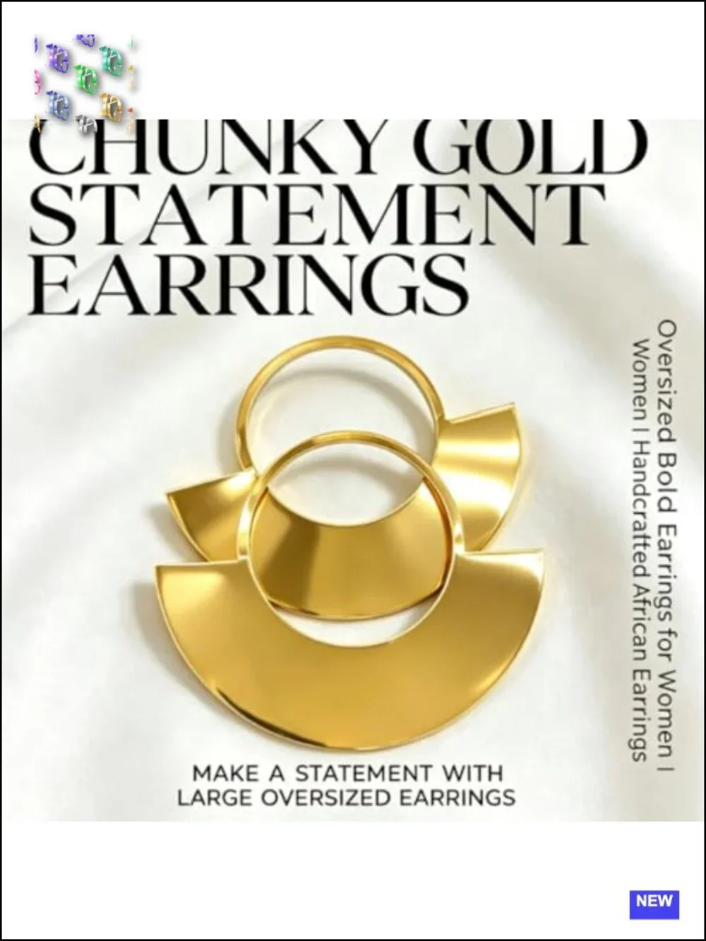 Large Gold Statement Hoop Earrings for Women, Trendy Oversized Geometric Disco